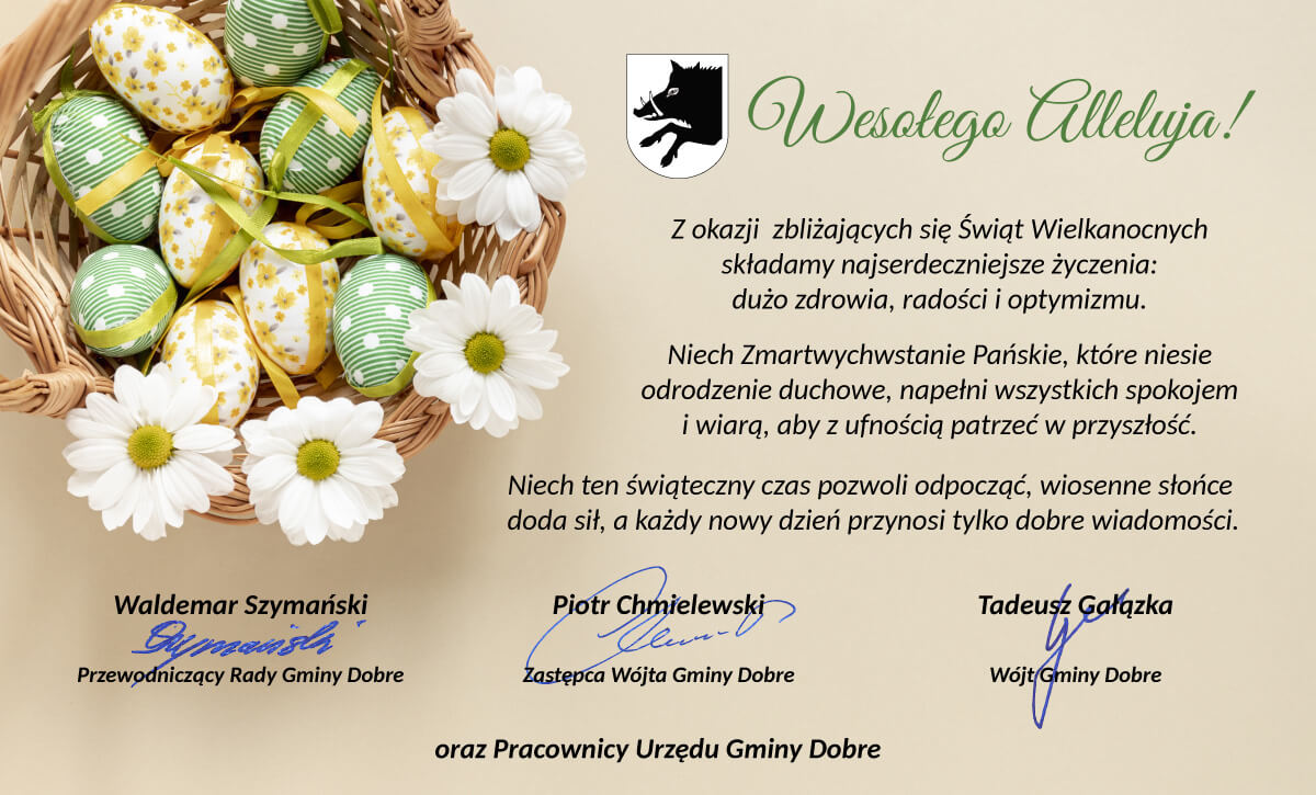 Z okazji zbliżających się Świąt Wielkanocnych składamy najserdeczniejsze życzenia.