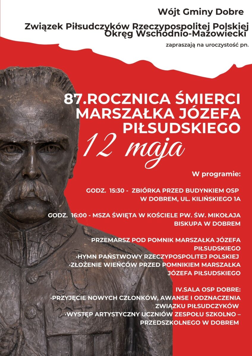 87.rocznica-u015bmierci-marszau0142ka-Ju00f3zefa-Piu0142sudskiego Pomnik Marszałka Józefa Piłsudskiego z flagą Polski