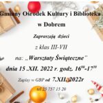 Plakat z elementami dekoracji świątecznych.