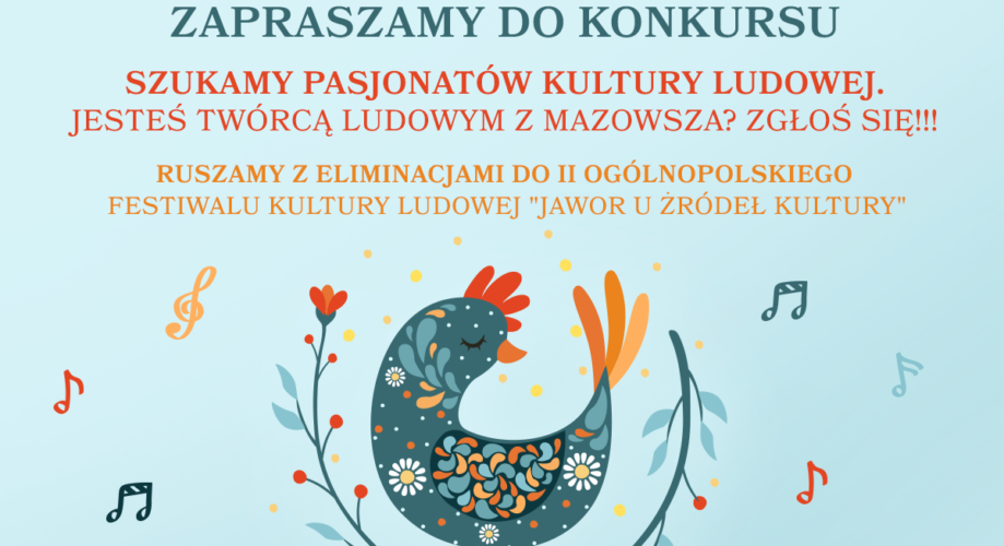 Kolorowy kogut na niebieskim tle